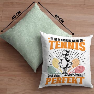 Trendation Dekokissen Trendation - Tennis Kissen Geschenk für Tennisspieler mit Spruch für Männer Frauen Dekokissen mit Füllung 40x40