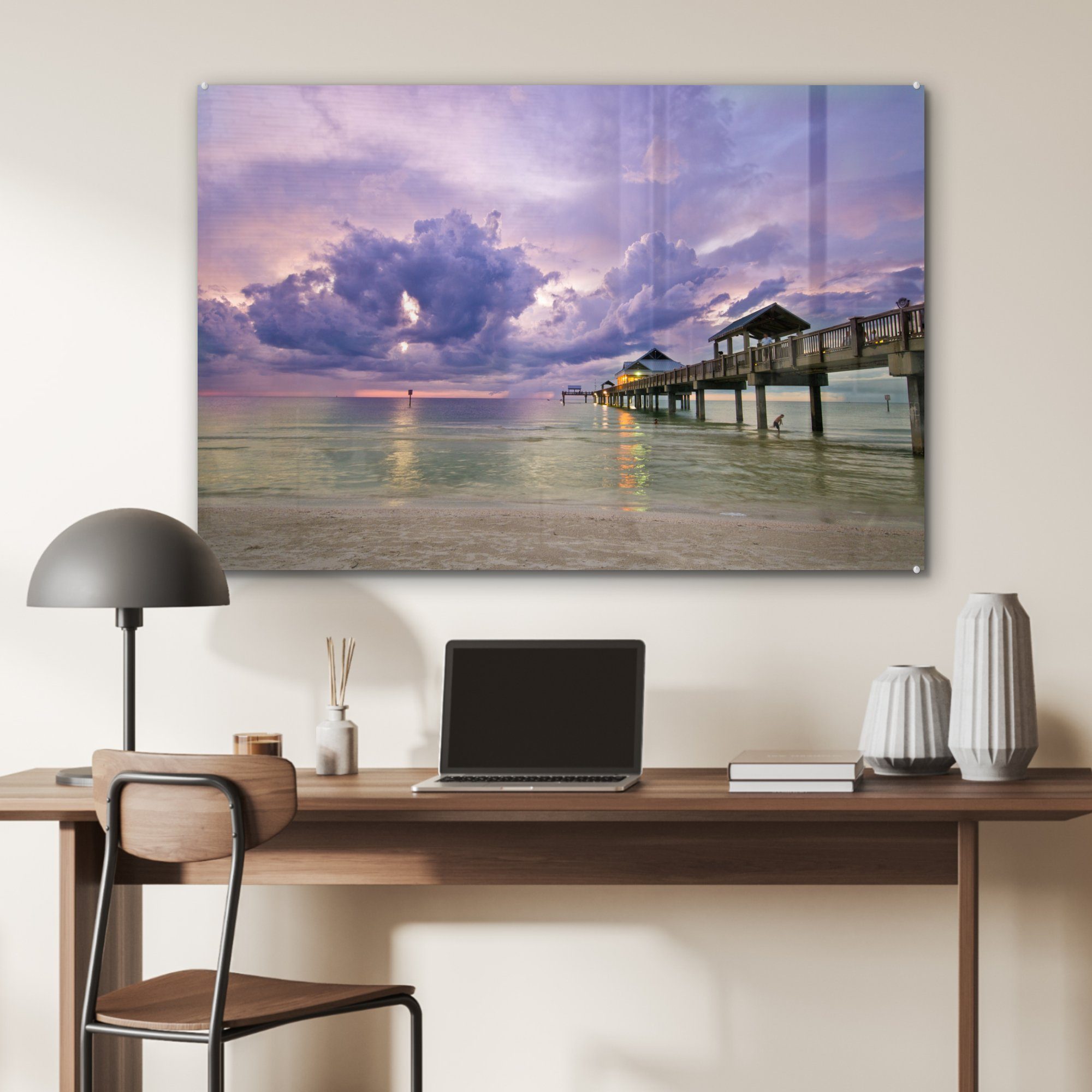 MuchoWow Acrylglasbild Sonnenuntergang Schlafzimmer & an einem (1 St), Strand in Wohnzimmer Acrylglasbilder Florida