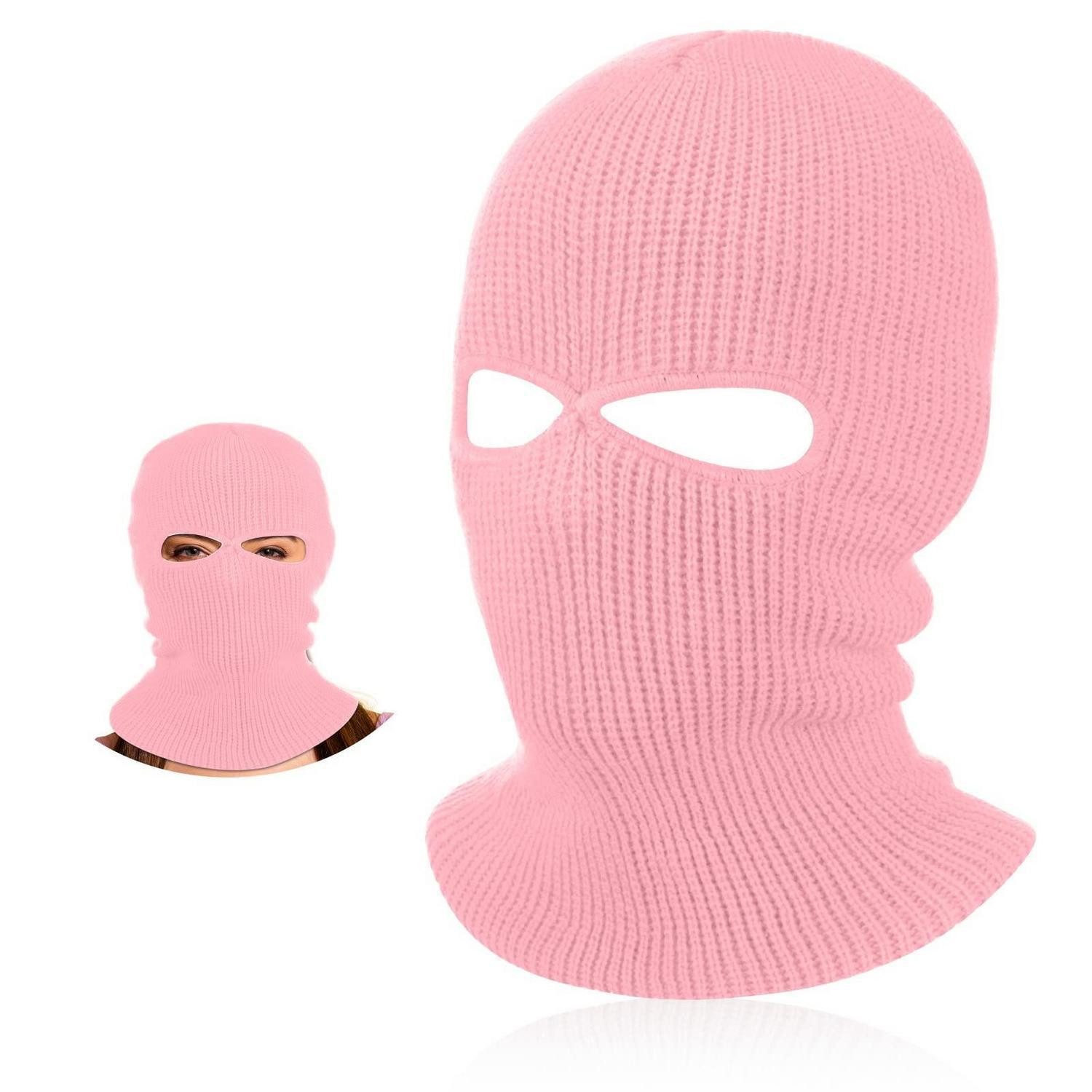 LuxusKollektion Sturmhaube Skimaske Gestrickt Winter Ski 2 Löcher Draußen Rosa Klassischer Stil