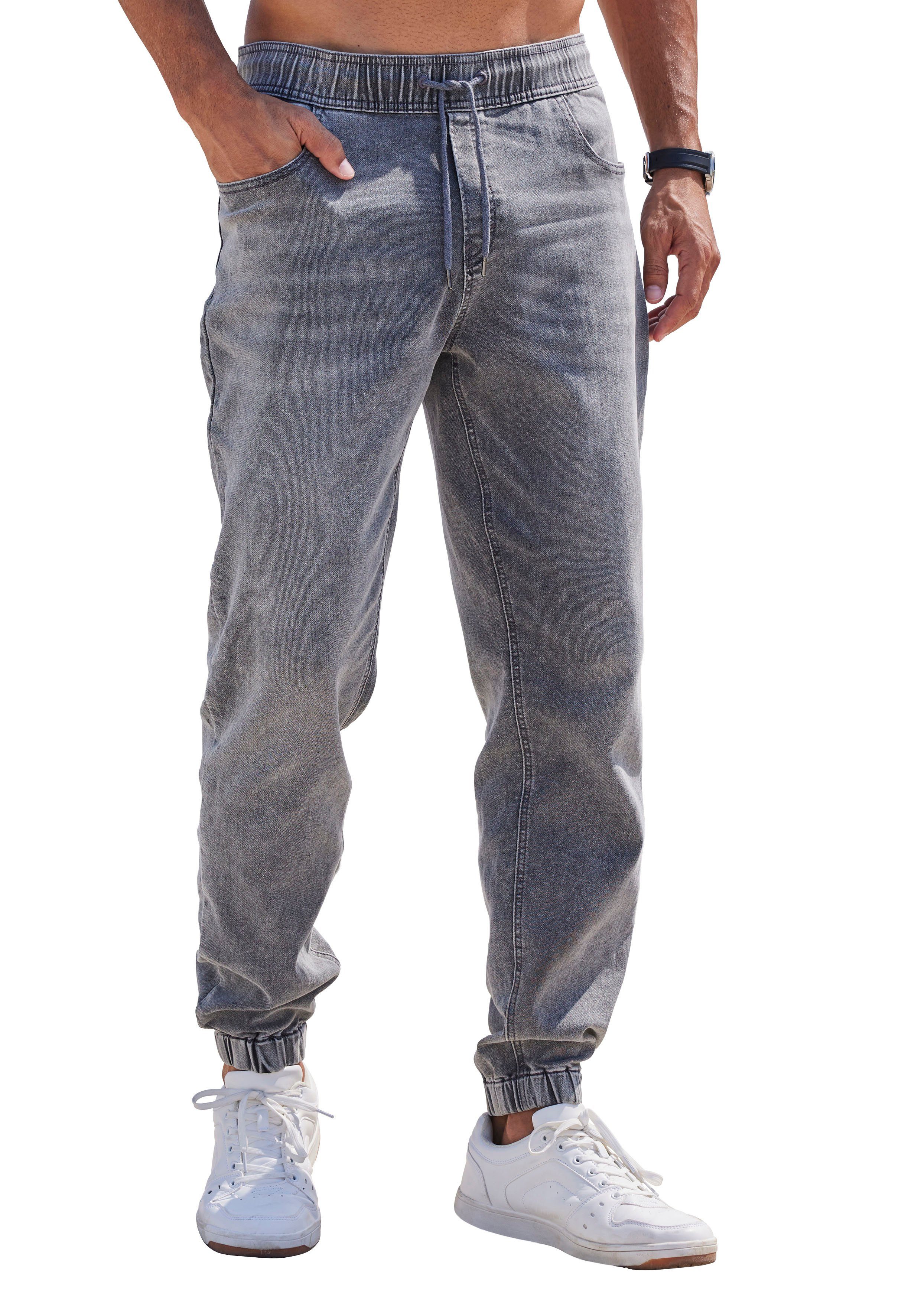 John Devin Stretch-Jeans Denim Jogger Jeanshose mit Stretch - Schlupfjeans