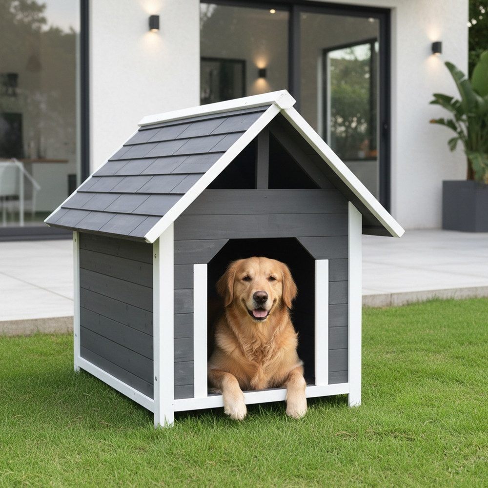 Mucola Hundehütte Hundehaus 75x115x95 CM Hundekäfig Haustierhütte Hundehöhle, für mittlere Hunde