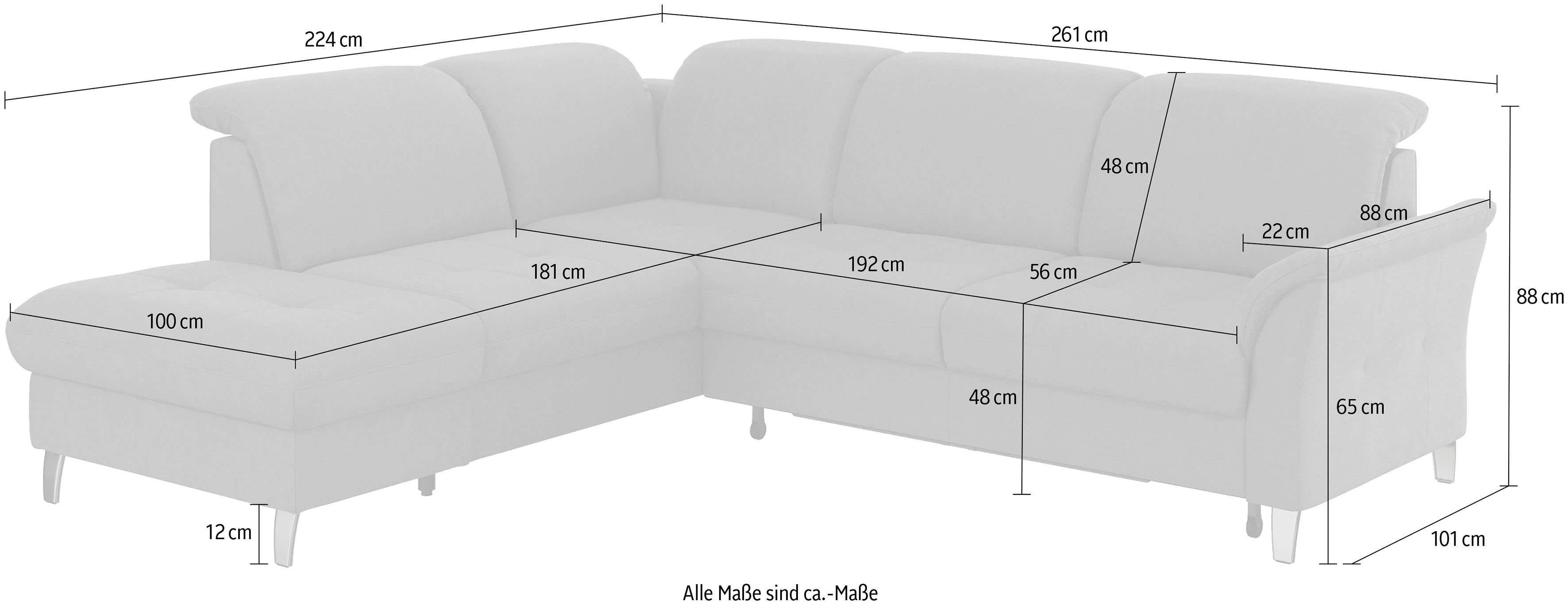 sit&more Ecksofa Maggiore, wahlweise mit Stauraum und Bettfunktion Kopfteilverstellung