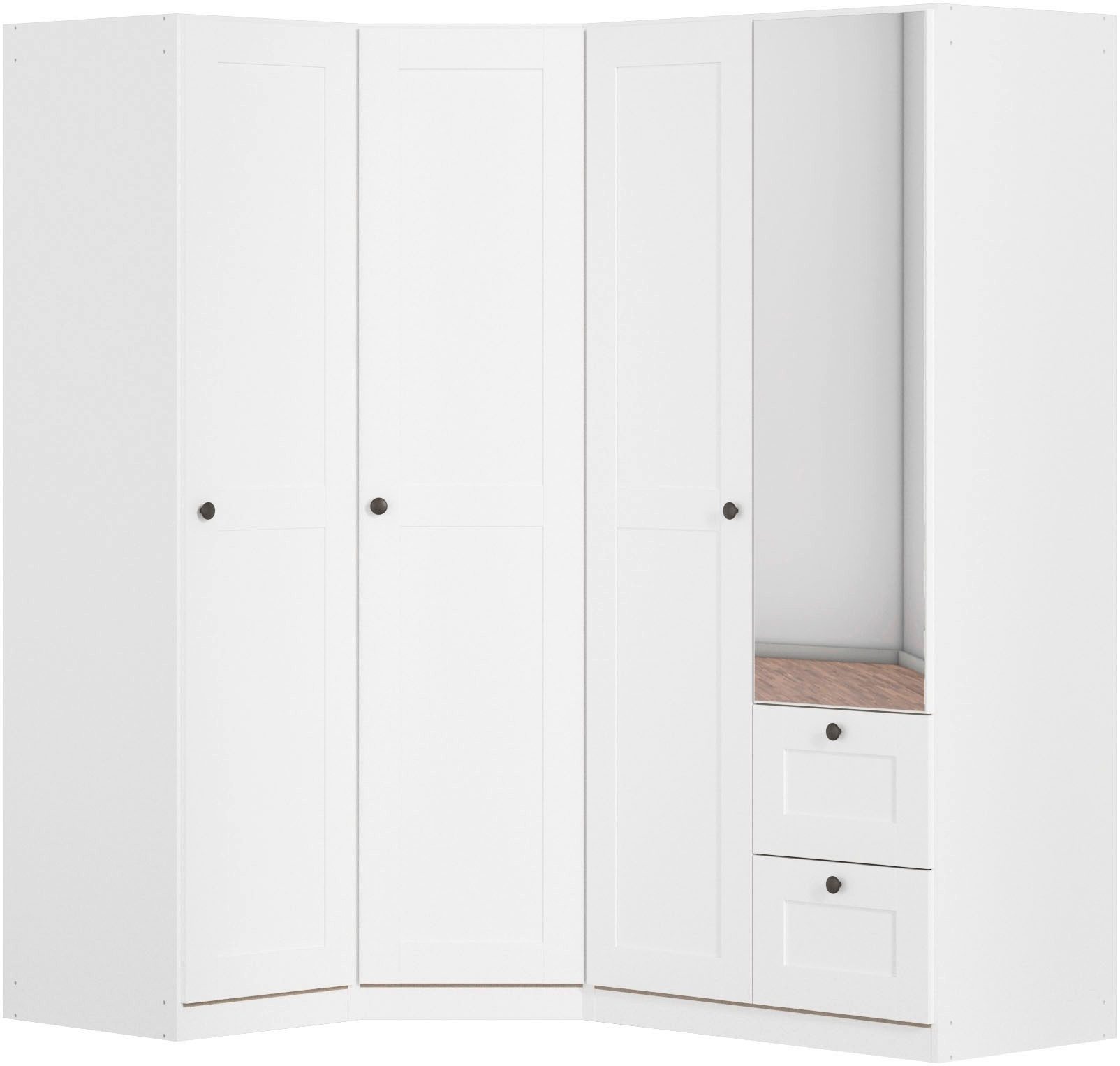 OTTO home Schrank-Set Mehrzweckschrank Aktenschrank Möbel Mietswohnung Schlafzimmer YLVA, (Set, 3-St., Schenkelmaß: 131x176 cm, Höhe 197 cm), skandinavischer Style mit Rahmenfront und Knopfgriffen MADE IN GERMANY