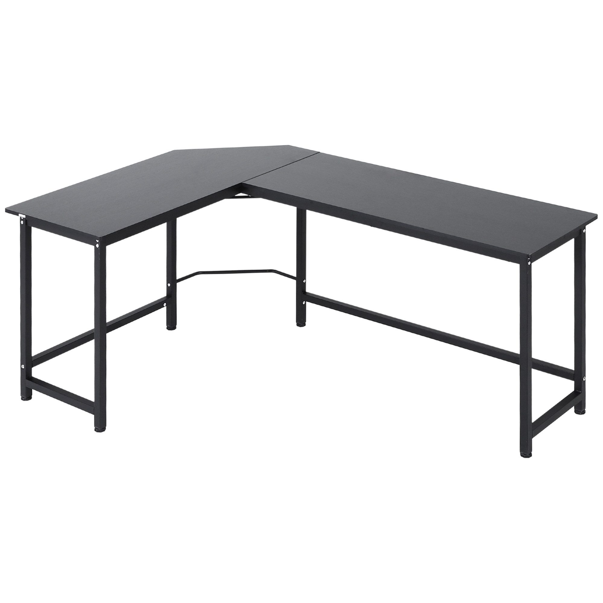 MC Star Computertisch Eckschreibtisch höhenverstellbar Metall Schwarz 168 x 120 x 75 cm (für Home Office & Arbeitszimmer)
