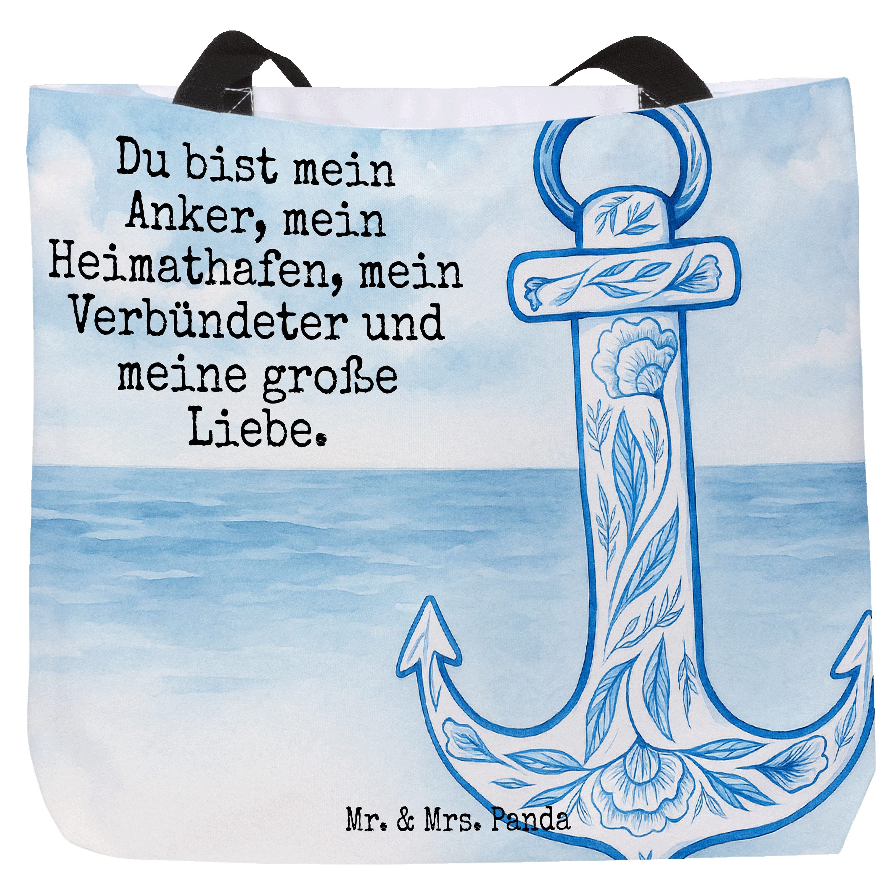 Shopper Anker Blau Design, Beutel, Weiß, Schultasche, Beutel, Tasche, Laptopt