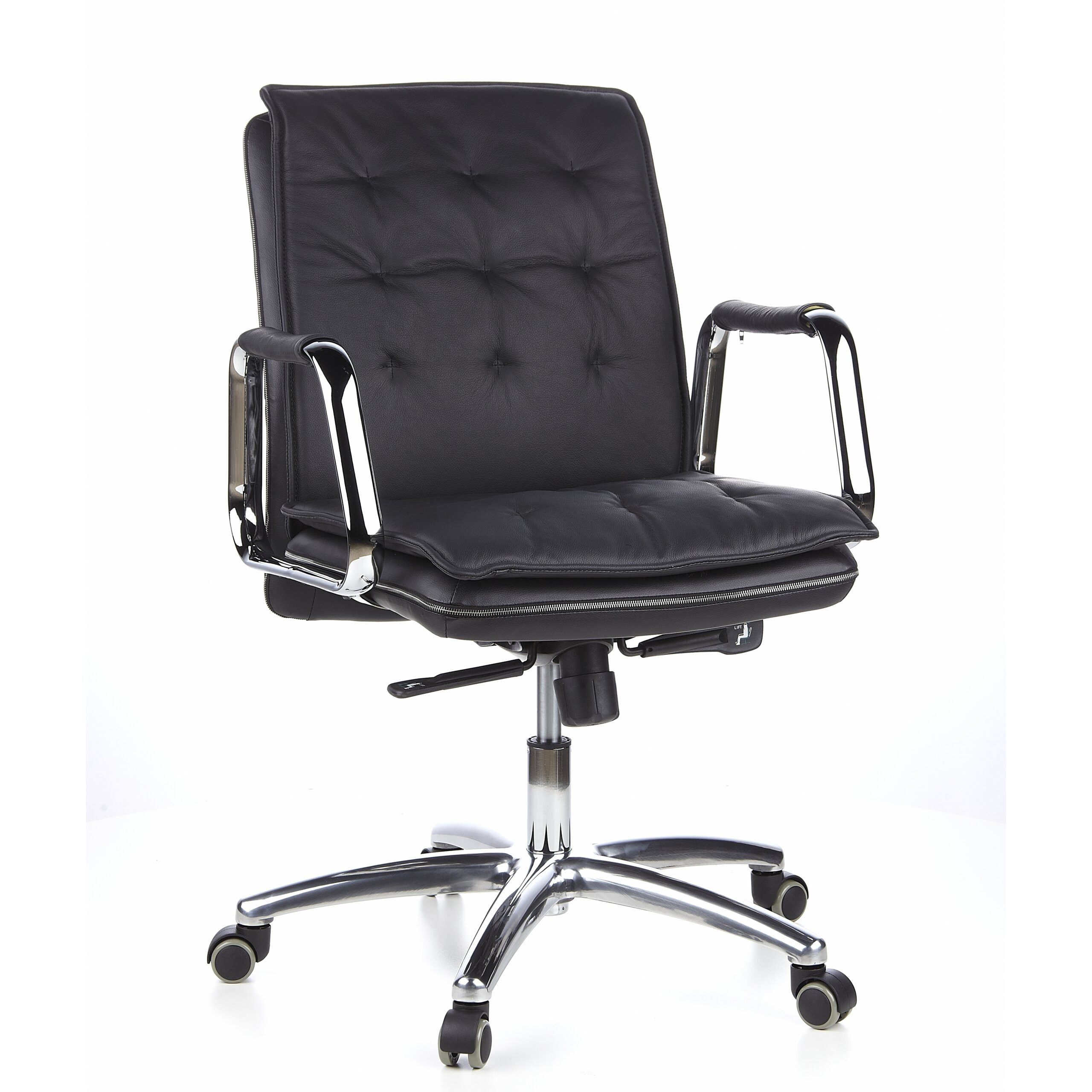 hjh OFFICE Chefsessel Profi Chefsessel Villa 10 Leder mit Armlehnen, Drehstuhl Bürostuhl ergonomisch