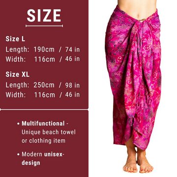 PANASIAM Pareo Sarong Wachsbatik auch in großen Größen als Strandtuch oder, Strandkleid tragbar Bikini Cover-up Tuch für den Strand Wrap Überwurf