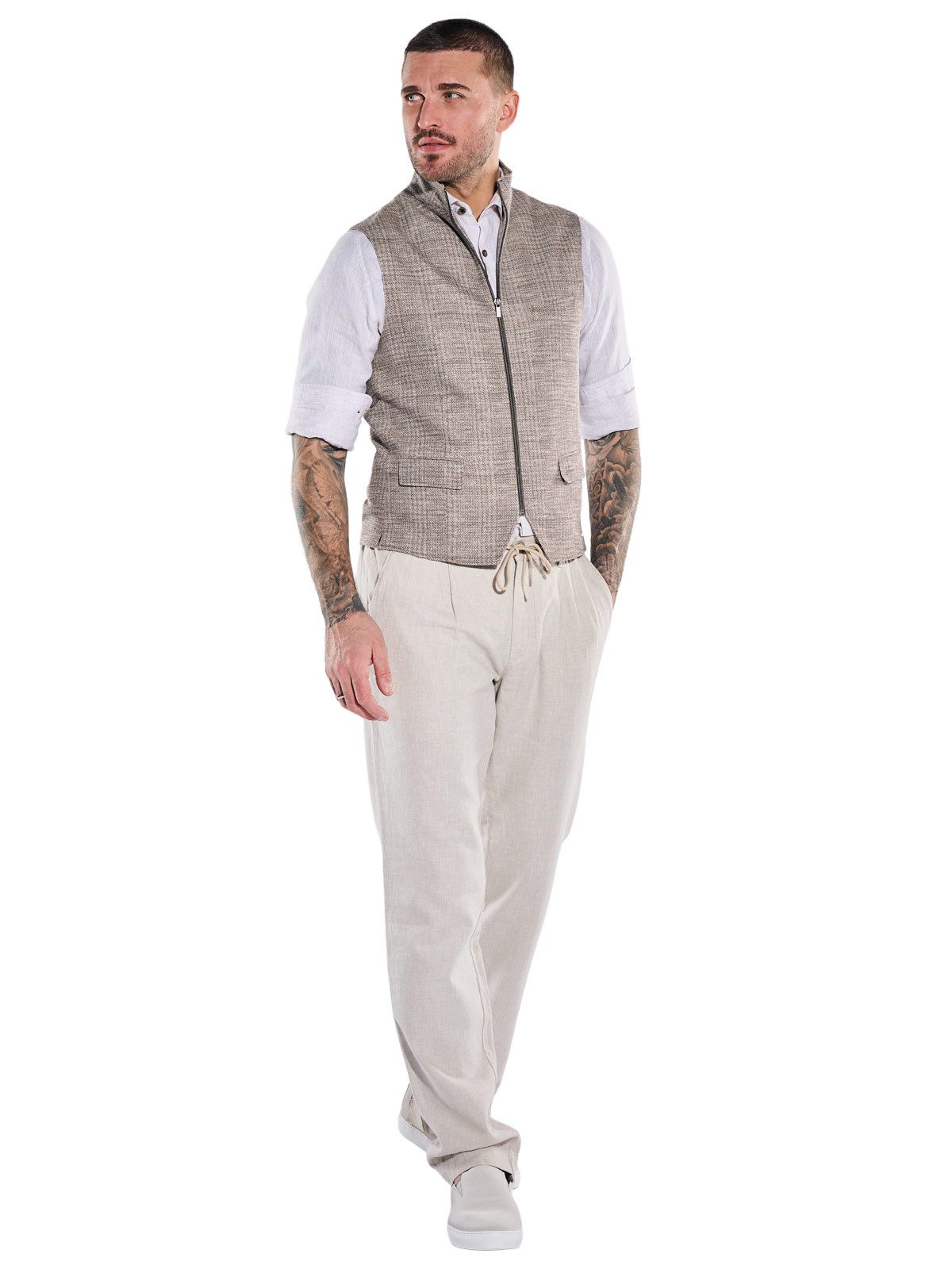 emilio adani Anzugweste Herren Sakko-Weste mit Reißverschluss, Dunkelbraun