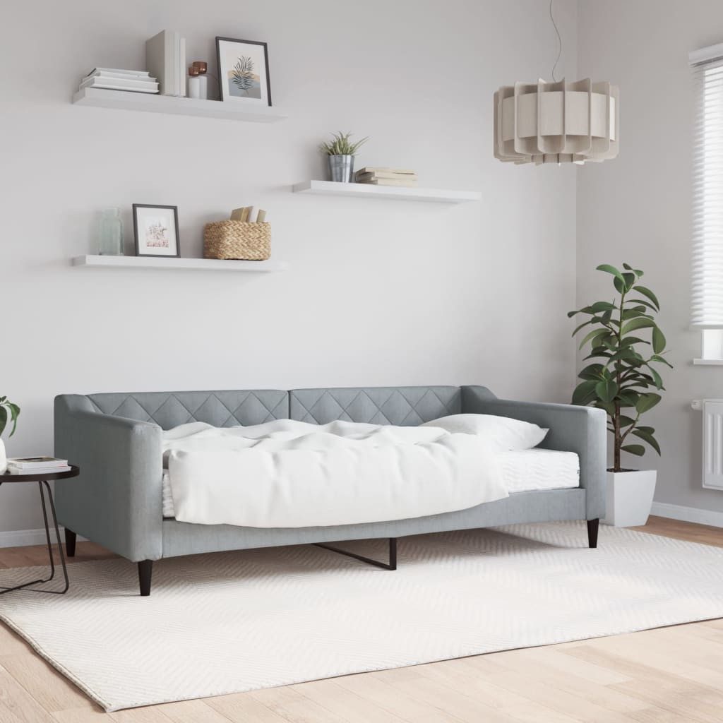 vidaXL Bett, Tagesbett mit Matratze Hellgrau 90x190 cm Stoff günstig online kaufen