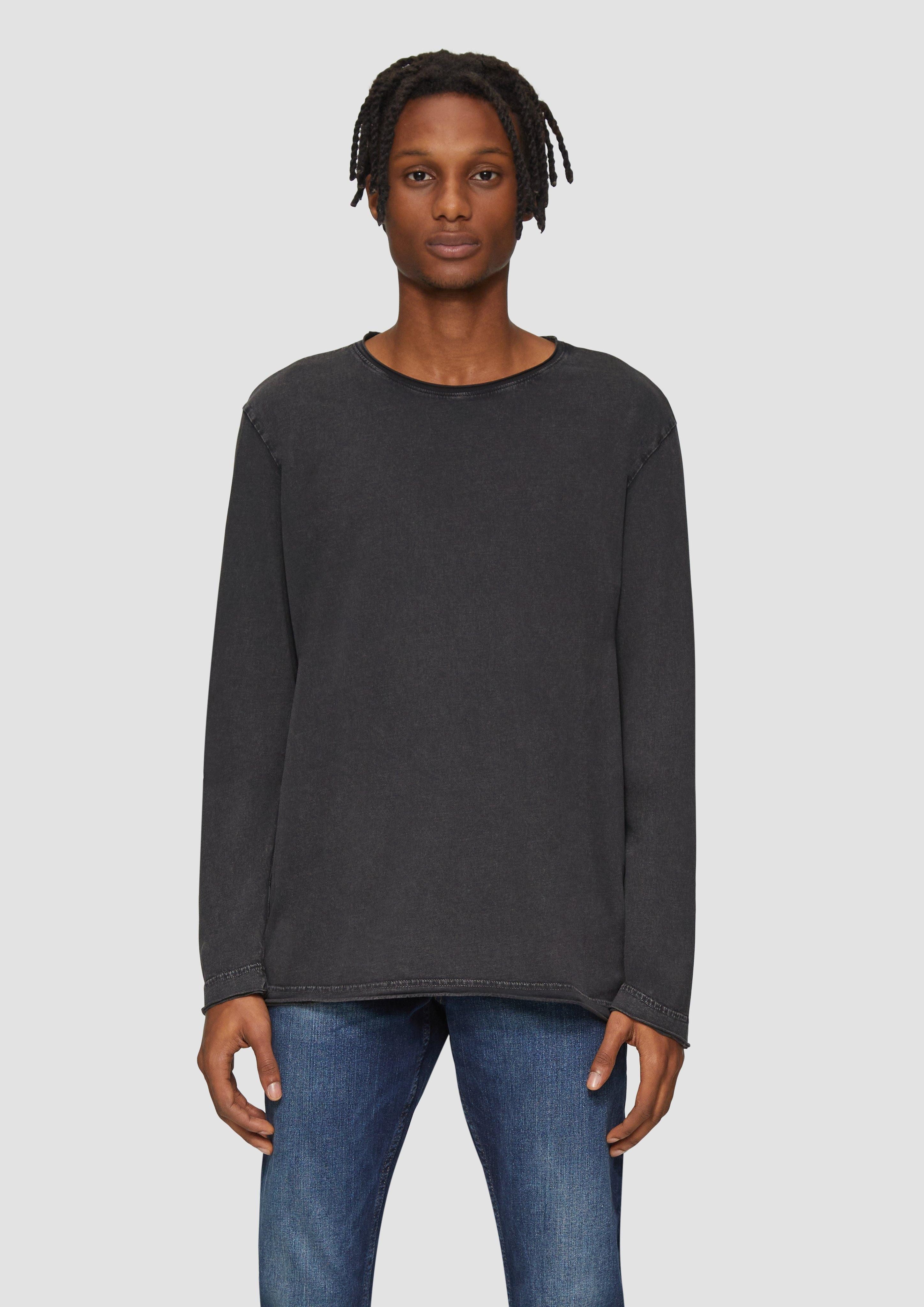 QS Langarmshirt Gewaschenes Langarmshirt im Used-Look günstig online kaufen