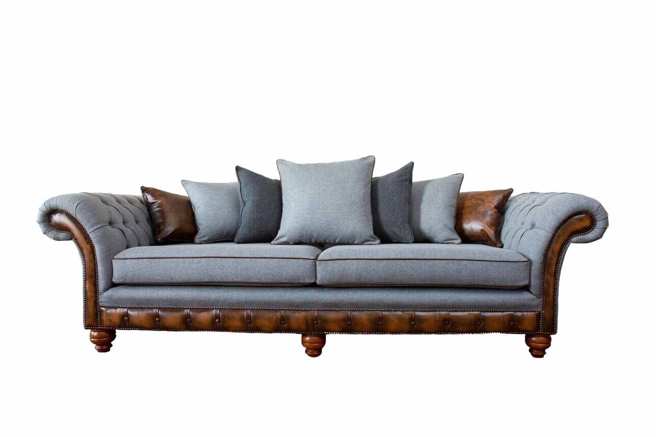 JVmoebel Sofa Luxus Europe Dreisitzer Möbel Polstersofa Design Sitzer, in Made Wohnzimmer Graues 4