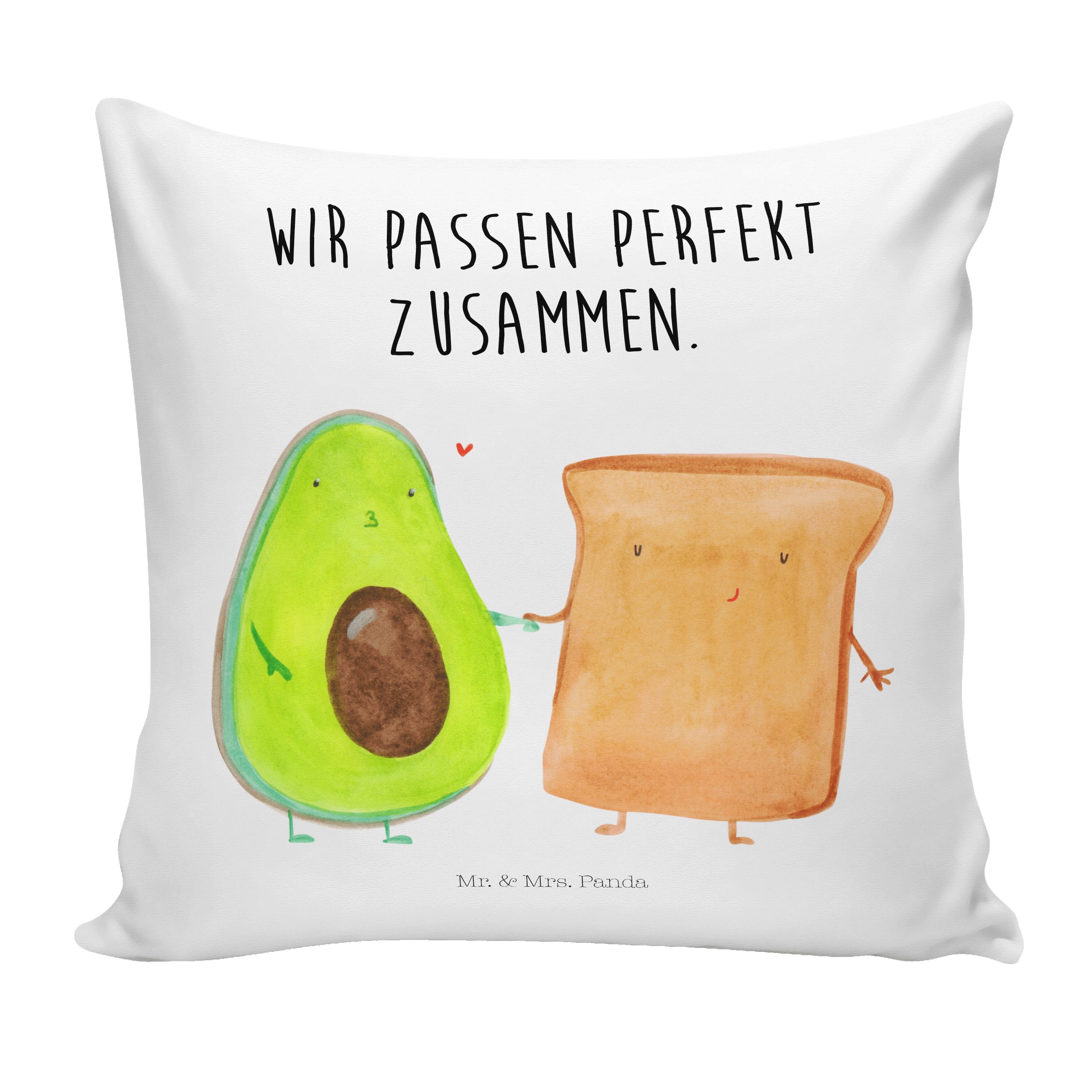 Mr. & Mrs. Panda Dekokissen Avocado + Toast - Weiß - Geschenk, Verlobungsparty, Kissenhülle, Deko