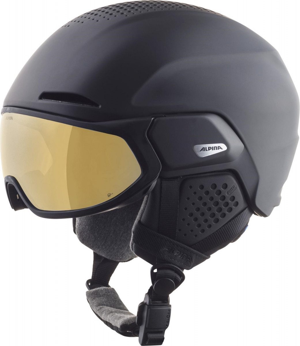 Alpina Sports Skihelm Alpina Alto Q-Lite Visier Skihelm Snowboardhelm Black Matt Gold Mirror