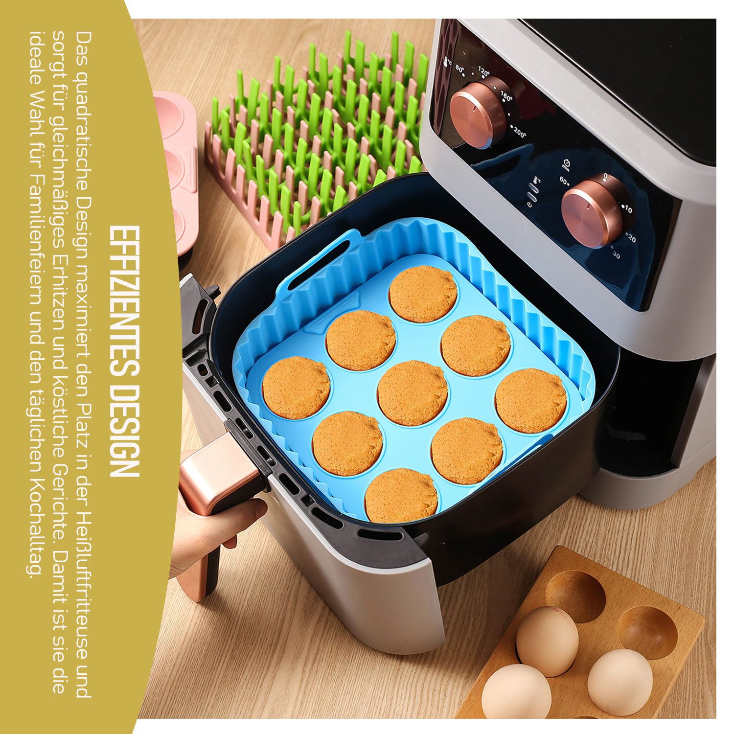Refttenw Silikonform Silikon-Backblech-Set für Heißluftfritteusen,Zubehör,3 Stück
