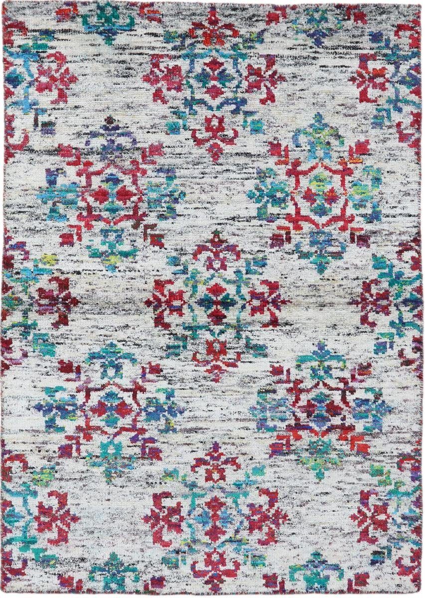 Orientteppich Sari Seide 140x200 Handgeknüpfter Orientteppich / Perserteppich, Nain Trading, rechteckig, Höhe: 5 mm