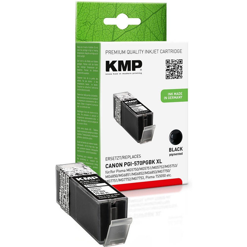 KMP 1 Tinte C107BPIX ERSETZT Canon PGI-570XL PGBK - black Tintenpatrone (1 Farbe, 1-tlg)