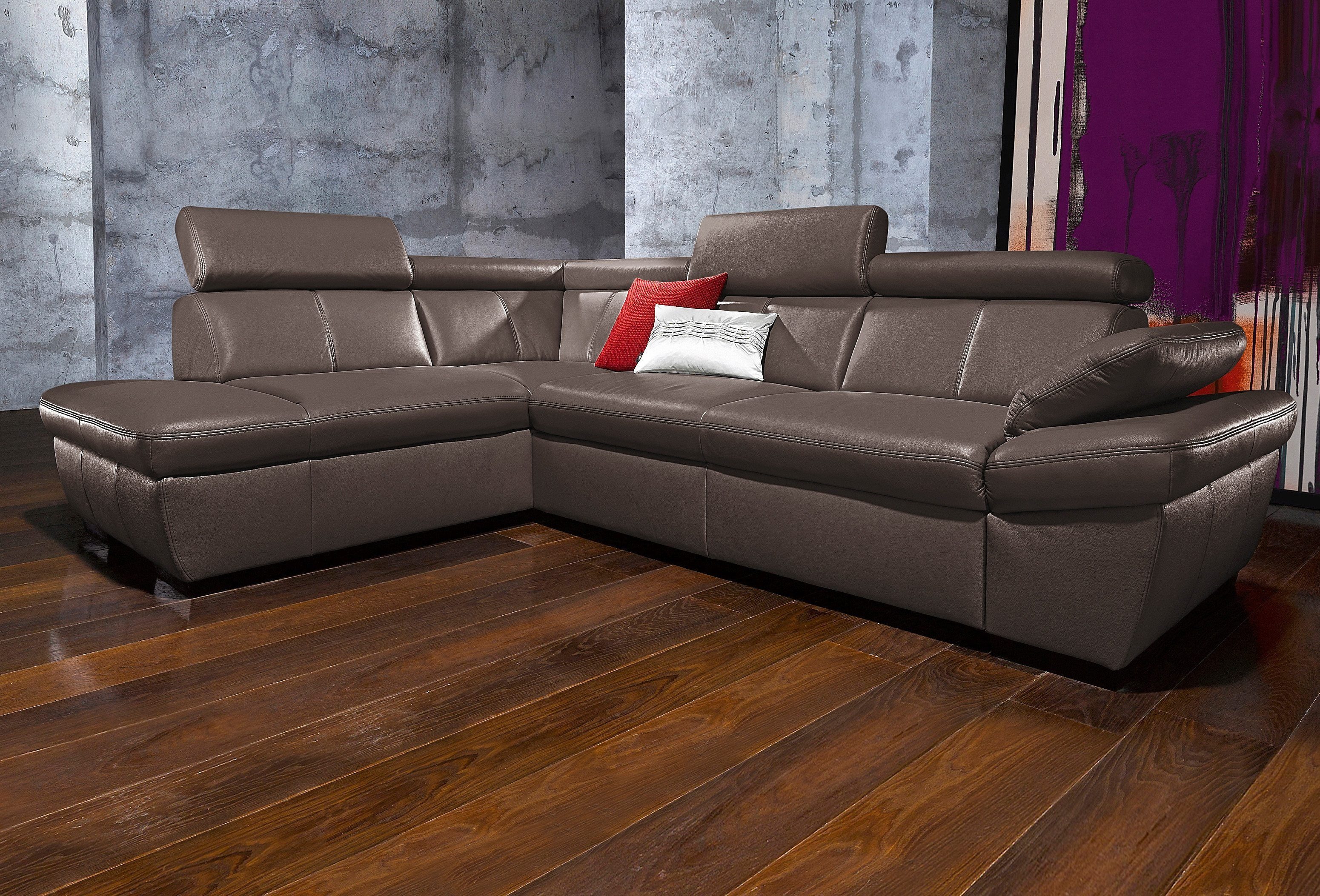 exxpo - sofa fashion Ecksofa Salerno, Funktionssofa, hoher Sitzkomfort, Breite 268cm, L-Form, inkl. Kopf- und Armteilverstellung, wahlweise mit Bettfunktion