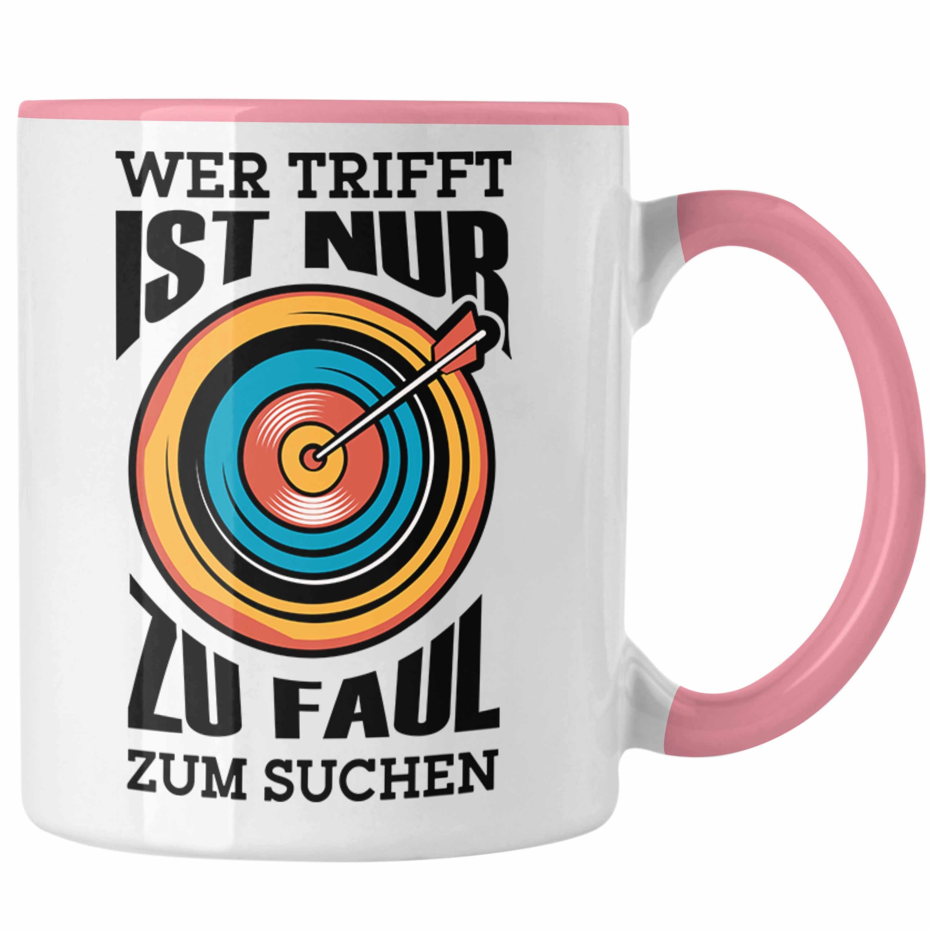 Trendation Tasse Bogenschießen Tasse mit Bogenschütze Spruch - Geschenk für Pfeil und B Rosa | Teetassen