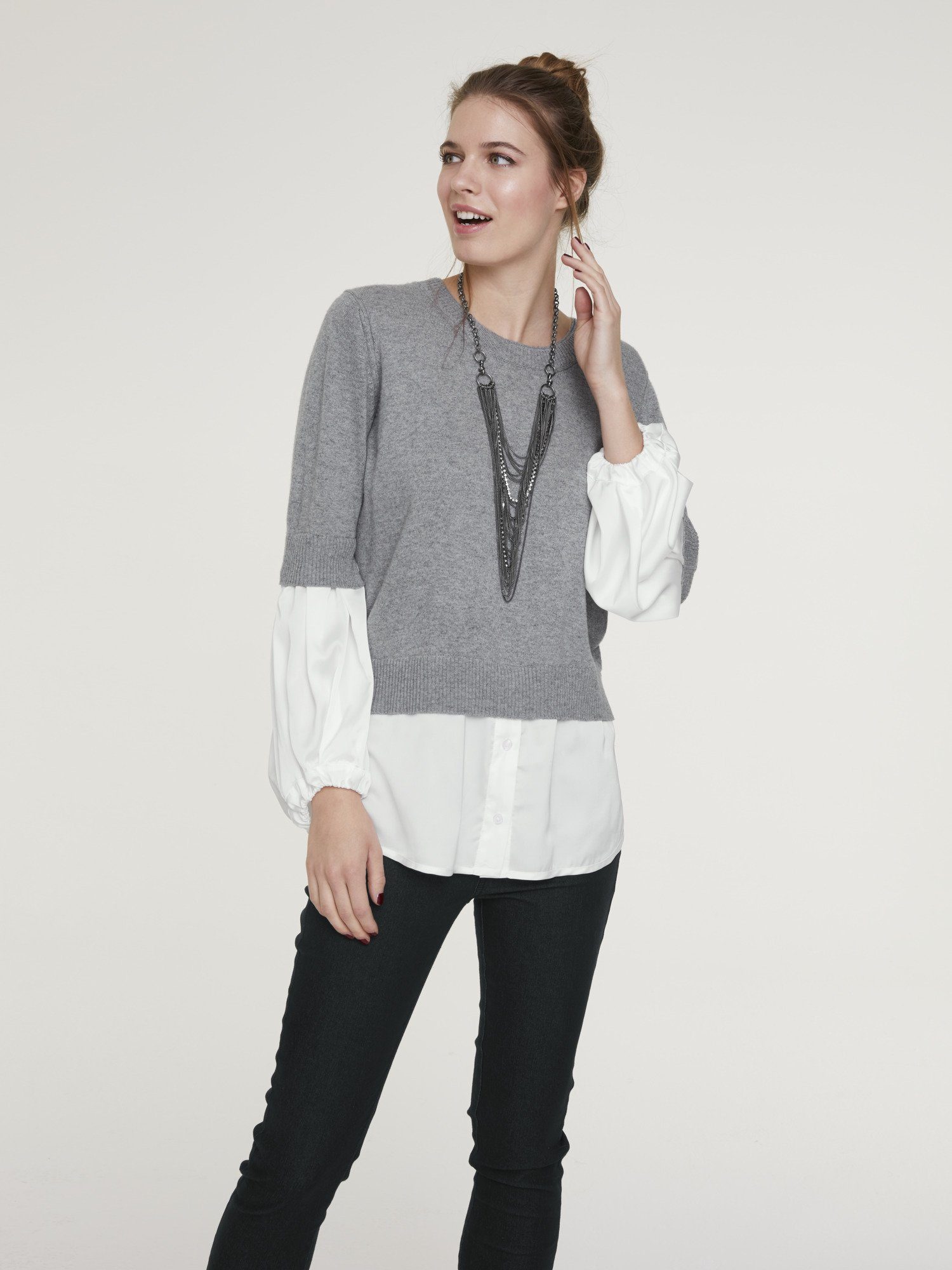 2 In 1 Pullover Fur Damen Pullover Mit Bluseneinsatz Kaufen Otto