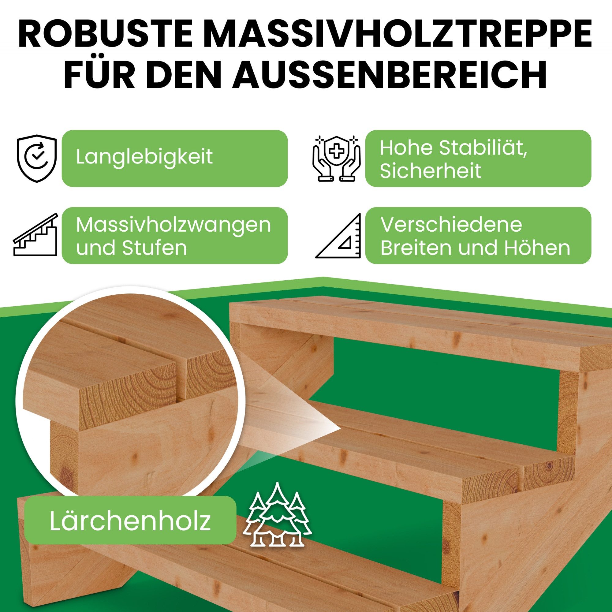 Gartenwelt Riegelsberger Außentreppe Terrassentreppe aus Lärche günstig online kaufen