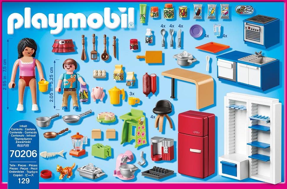 Playmobil® Familienküche (70206), Dollhouse Konstruktions-Spielset, (129 St günstig online kaufen
