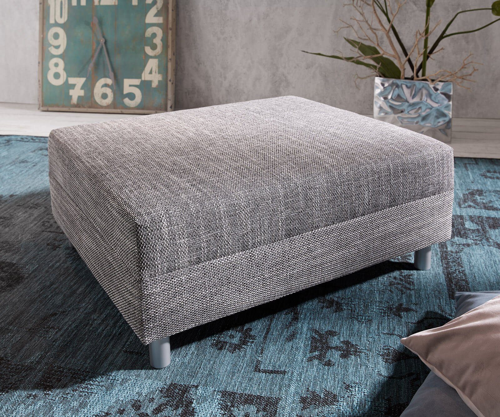 DELIFE Hocker Clovis, Hellgrau Modul B98 x T83 Strukturstoff Sitzhocker günstig online kaufen