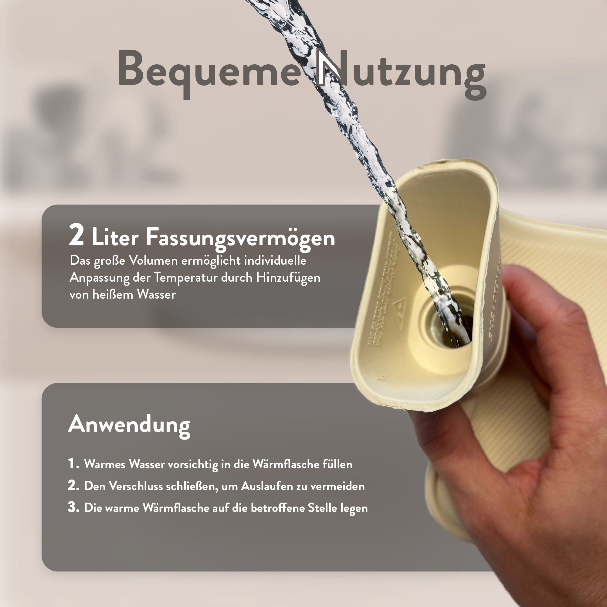 weichem 2 mit Gratis Liter, +1 IEA Auslaufsicher, Bezug Schmerzlinderung, Große Wärmflasche Wärmflasche Ersatzbezug, Set), (Komplettset, mit BPA-Frei, Medical Bettflasche, Bezug,