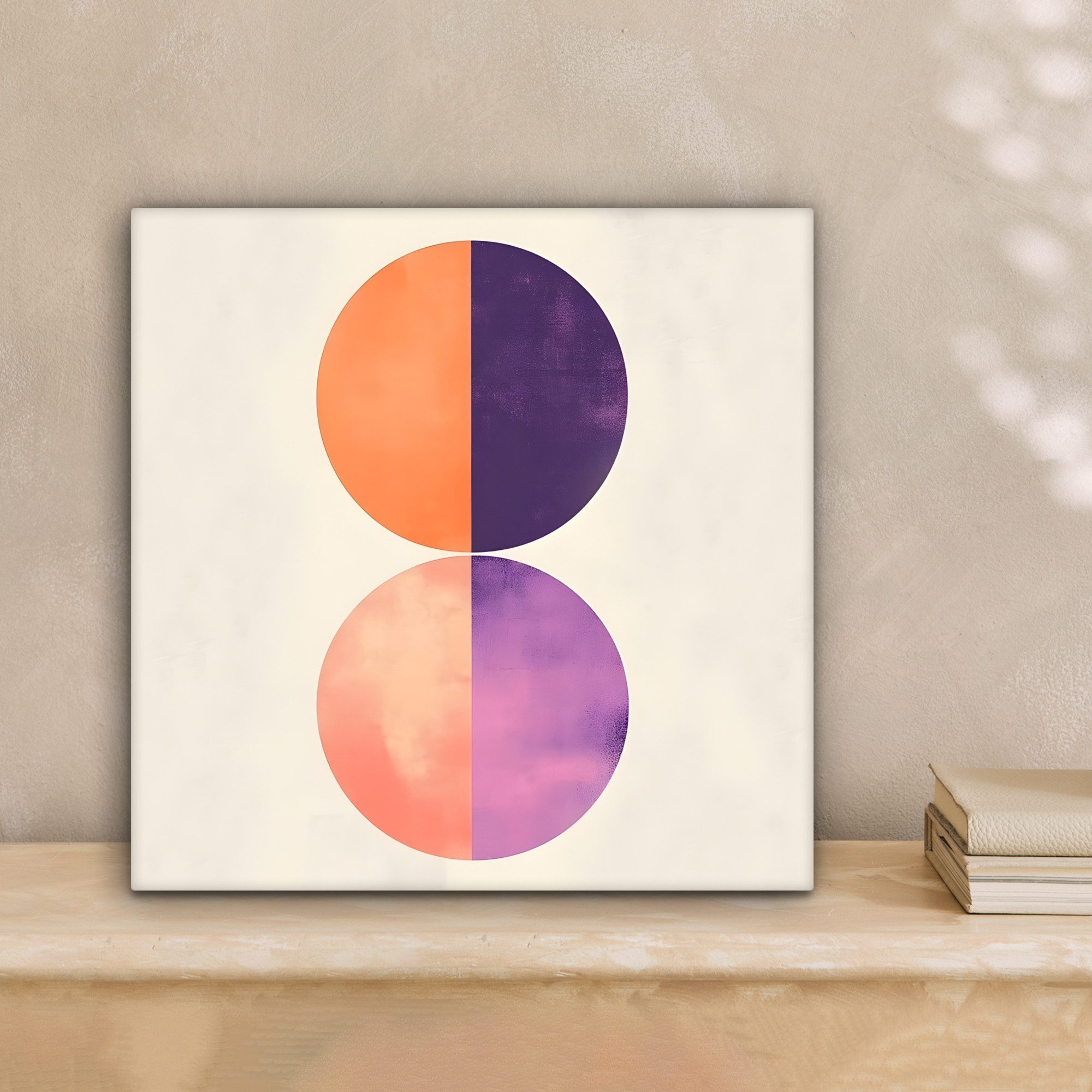 OneMillionCanvasses® Leinwandbild Abstrakt - Kreise - Lila, Fotodruck (1 St), Wandbild, Deko Schlafzimmer Wohnzimmer Flur 20x20 cm