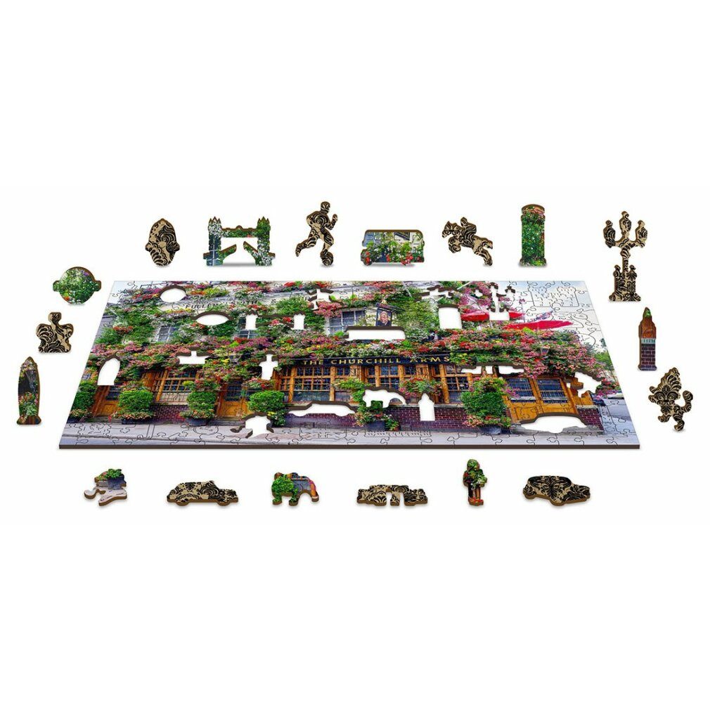 Wooden City Puzzle Holzpuzzle Londoner Pub 2in1, 300 Teile ECO, Puzzleteile