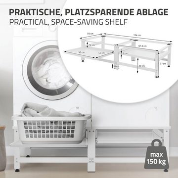 ML-DESIGN Waschmaschinenuntergestell Waschmaschinenznterschrank Waschmaschinensockel Erhöhung Unterbau, 2-Fach Stahl Weiß mit Ablage 128x53,5x31,5cm bis 150Kg +10Kg