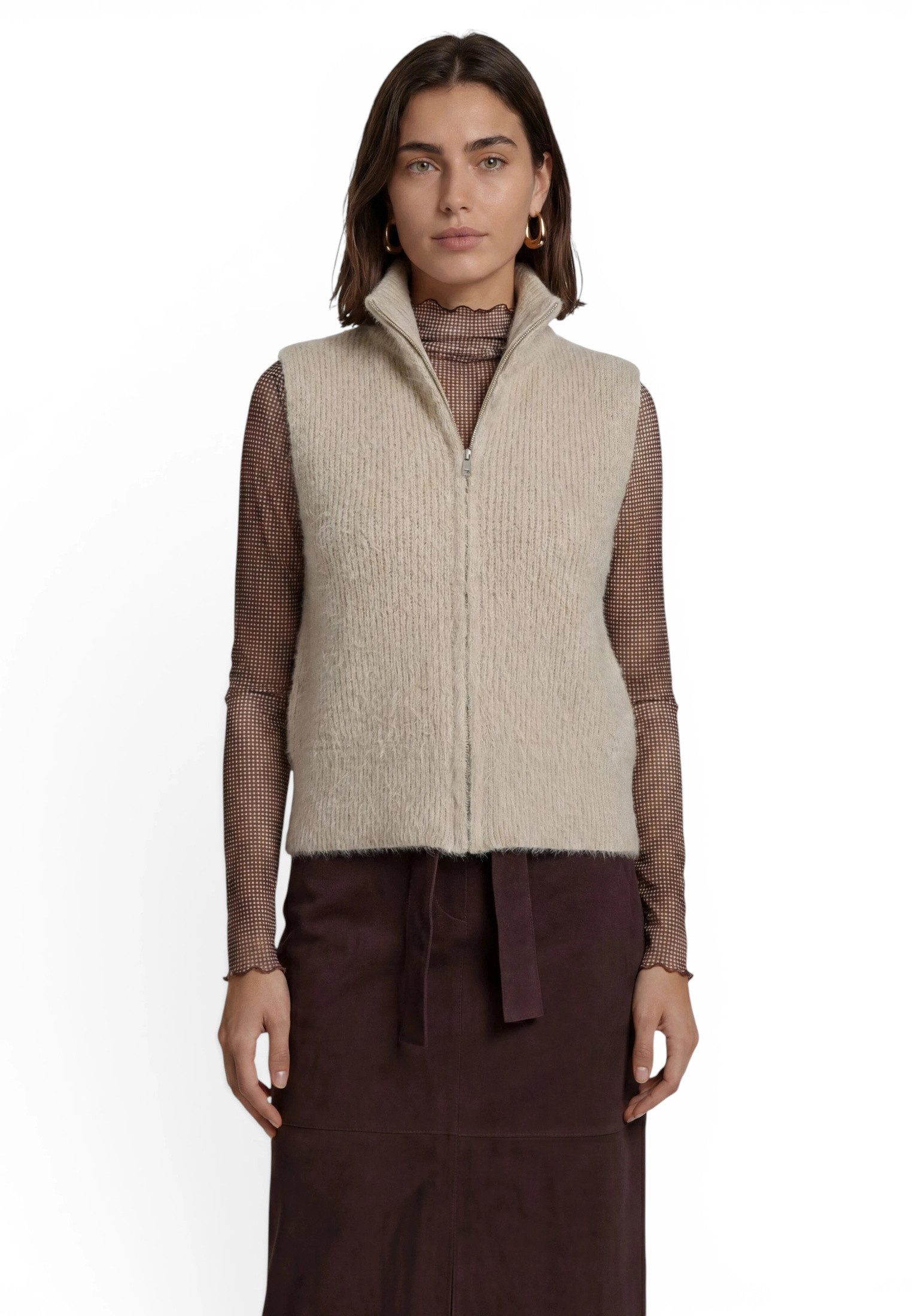 Zero Strickjacke Damen mit Reißverschluss (1-tlg) Plain/ohne Details