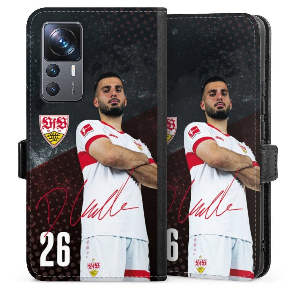 DeinDesign Handyhülle VfB Stuttgart Deniz Undav Offizielles Lizenzprodukt Deniz Undav 24/25, Xiaomi 12T Pro 5G Hülle Handy Flip Case Wallet Cover Handytasche Leder