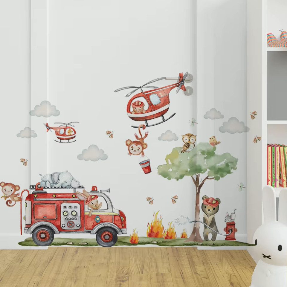 Montegoni Wandsticker Cartoon Feuerwehr Wandsticker, selbstklebend, günstig online kaufen