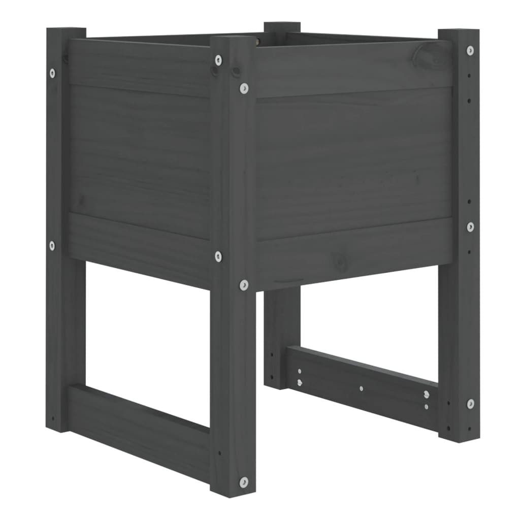 vidaXL Blumentopf Pflanzkübel Grau 40x40x52,5 cm Massivholz Kiefer (1 St)