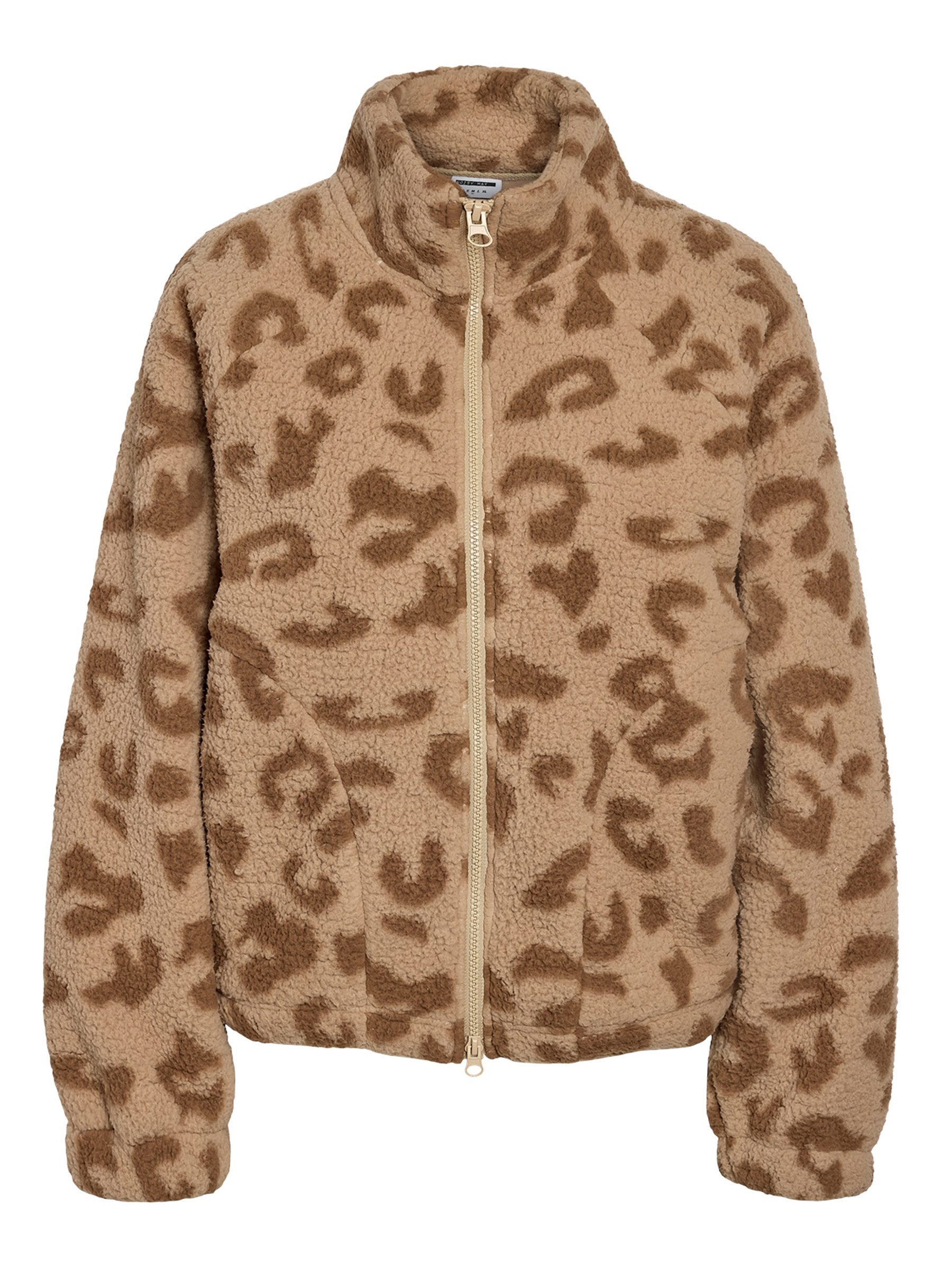 Noisy may Blouson Fleecejacke Stehkragen Zwei-Wege-Zipper Komfort (1-St) NMCUDDLE AOP SHORT JACKET