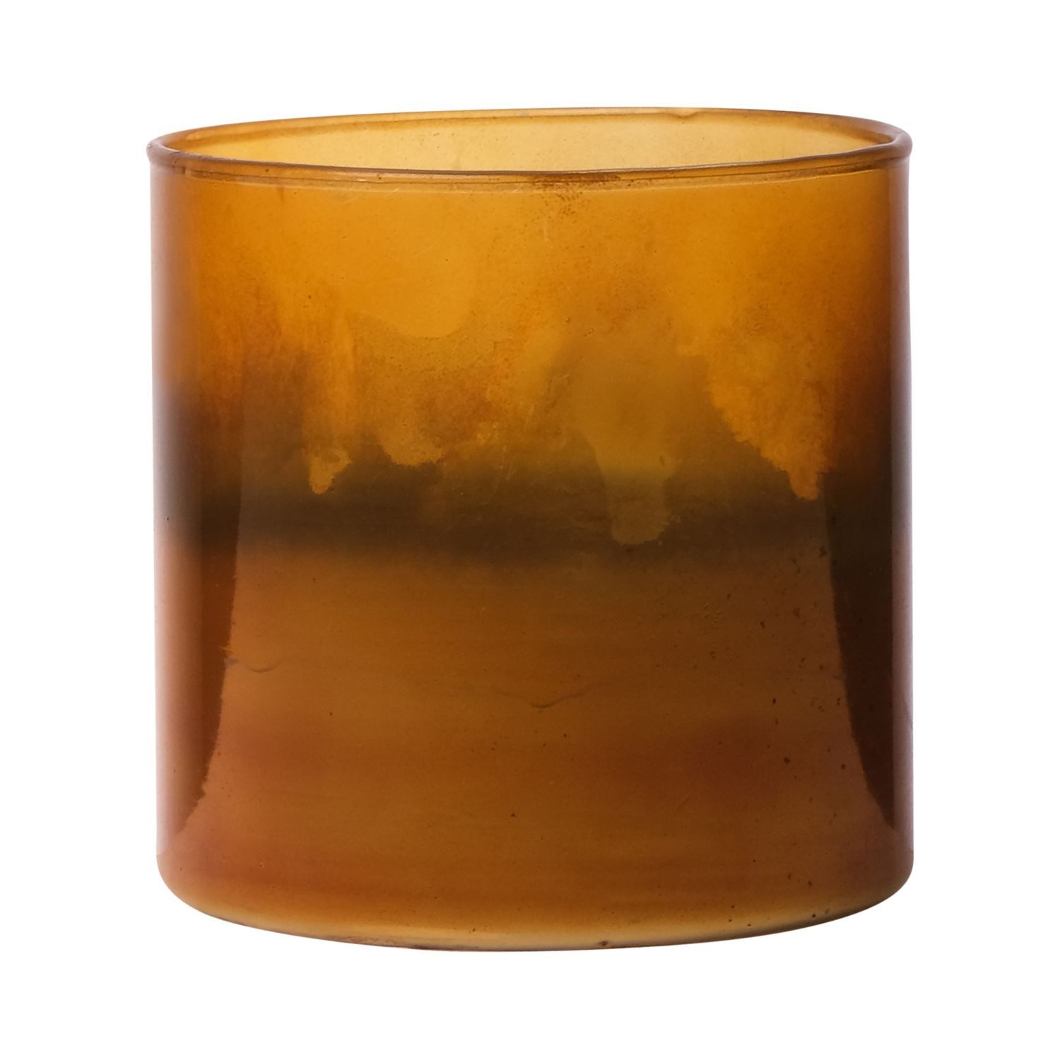INNA-Glas Kerzenhalter Maxi Teelichtglas Rigoberto, Boden Gold, orange-brau