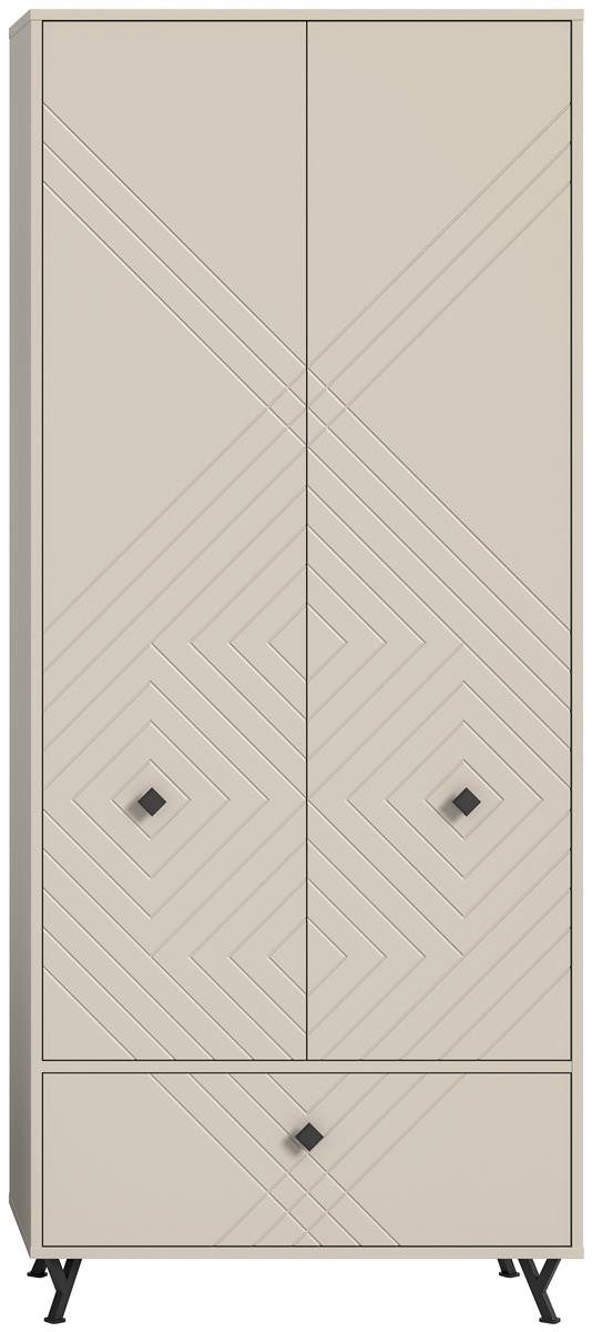 möbelvita Garderobenschrank Memo Garderobenschrank B/H/T 80x190x35 in sandbeige Front mit gefrästen Ornamenten