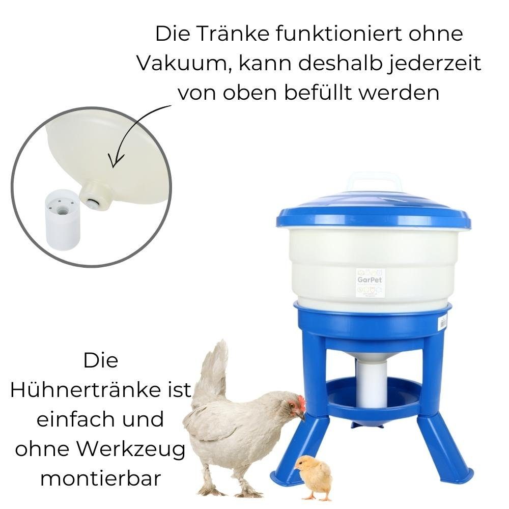 GarPet Wasserspender Geflügeltränke 30 L Wasser Hühner Vorrats Siphon  Tränke mit Füßen