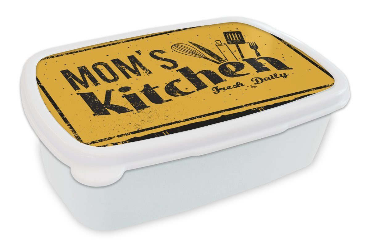 MuchoWow Lunchbox Mama und für - und Kunststoff, Kinder Brotdose, Mädchen Küche - Jungs (2-tlg), Erwachsene, Vintage, für Brotbox weiß