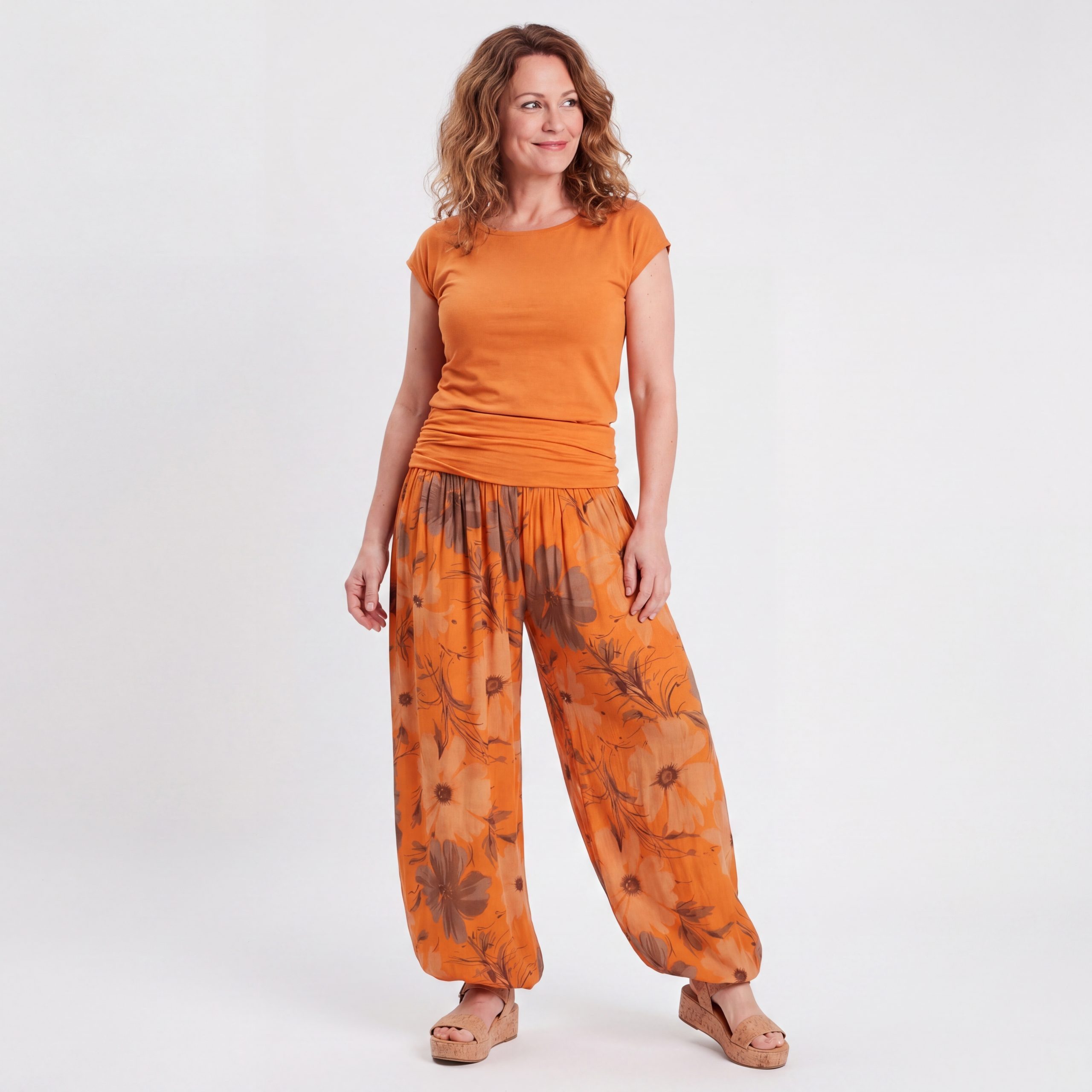 OriginalYou Haremshose Sommerhose luftig und leichte Pumphose für Damen mit elastischem Bund, sommerliches Design, Middle Waist