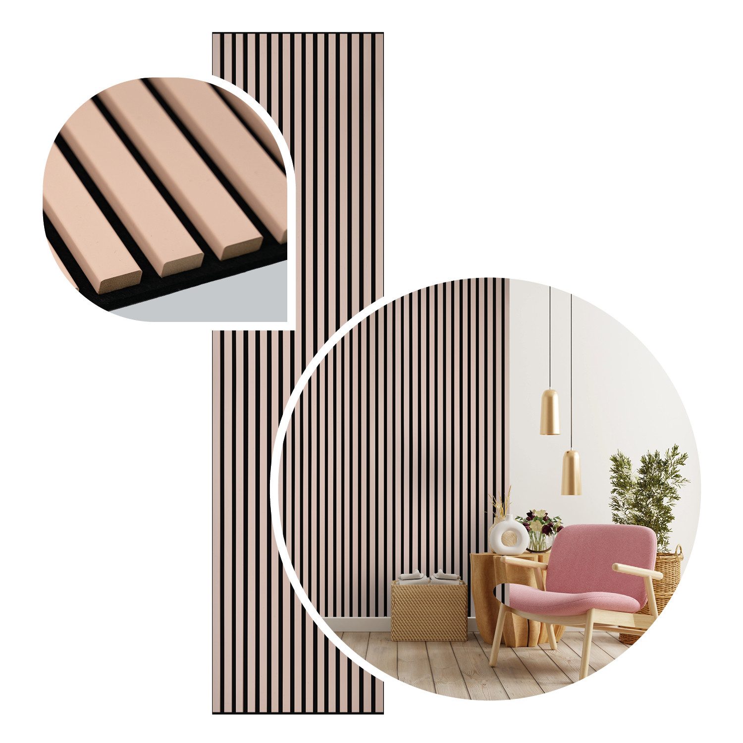 LP projekt Akustikplatte Effektive Wandpaneele für ruhige Räume & moderne Raumgestaltung, (Verfügbar in Breiten 120–300 cm und Längen 40/60 cm), Schallabsorbierende Wandverkleidung für Home Office & Wohnzimmer