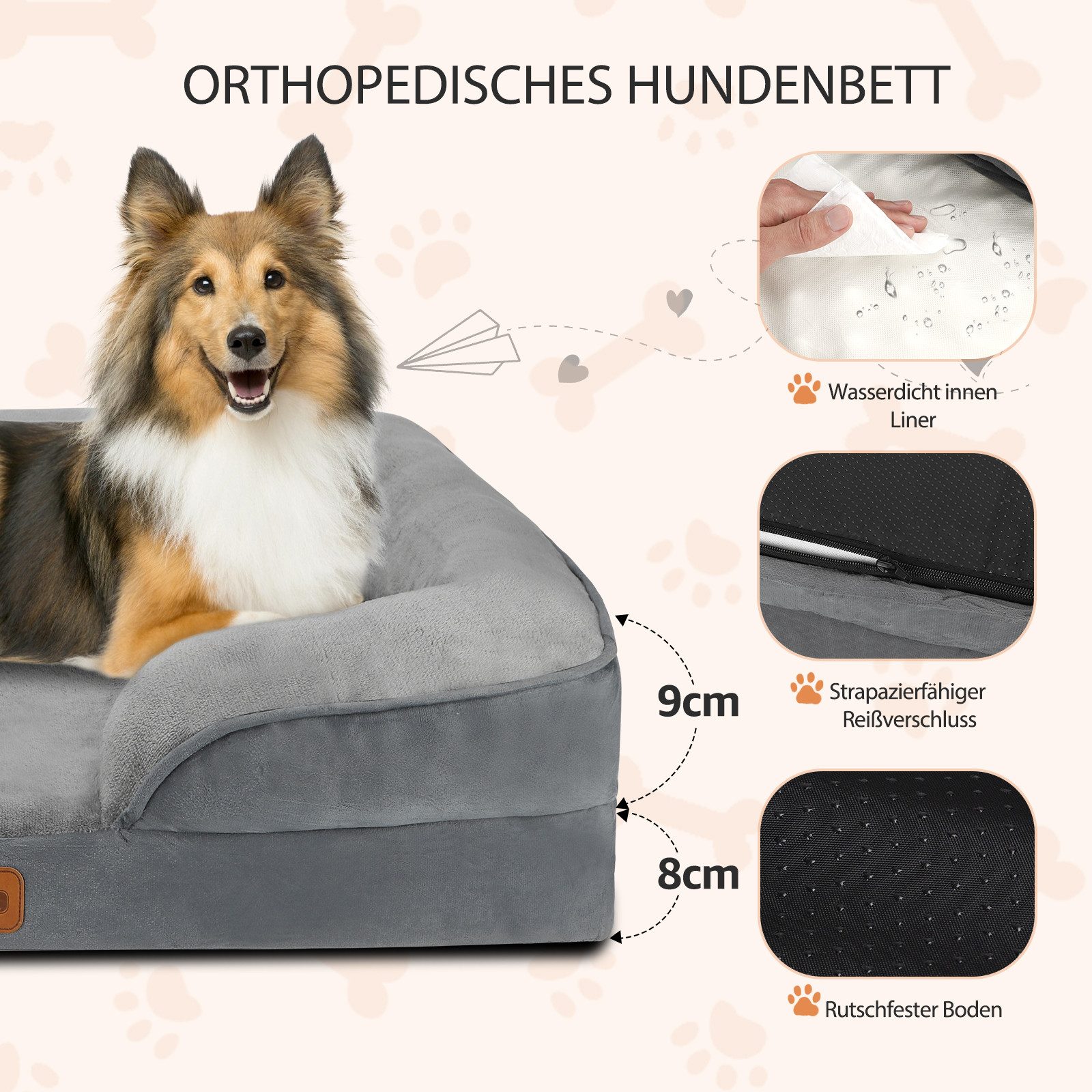 nobleza Hundematratze Orthopädisches Hundebett Waschbar Hundesofa Wasserdicht