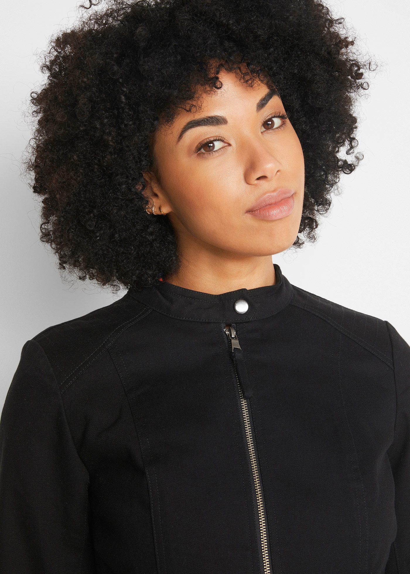 bonprix Bikerjacke mit seitlichen Stretcheinsätzen, Langarm-Design