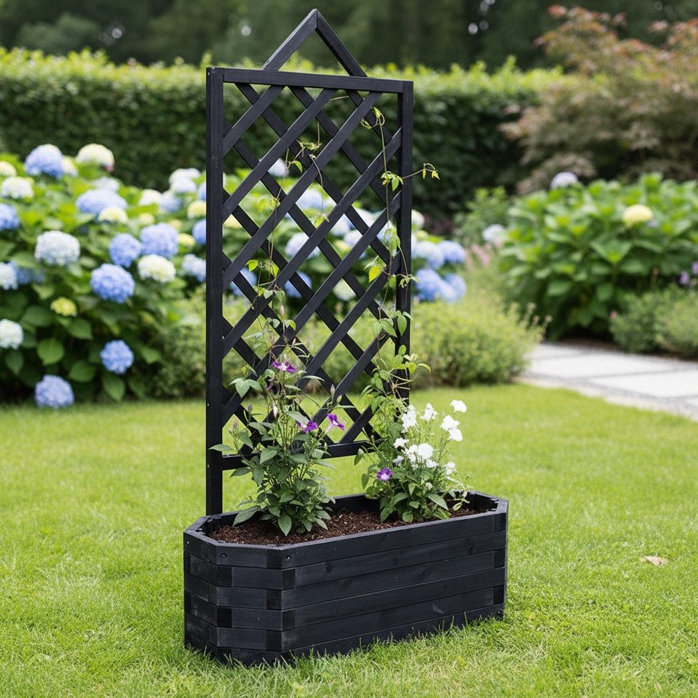 Mucola Rosenbogen Spalier mit Blumenkasten Rankgitter Rosengitter Rankhilfe Rosenbogen Stück, 1 St., Rankgitter, Fichtenholz