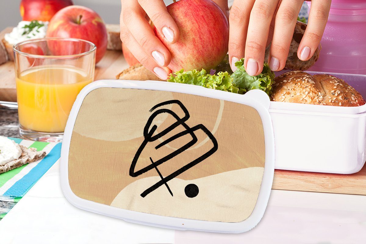 Mädchen Lunchbox (2-tlg), und Brotdose, für - - Kinder Erwachsene, für MuchoWow Abstrakt Jungs Kunststoff, Brotbox weiß Braun, Schwarz und