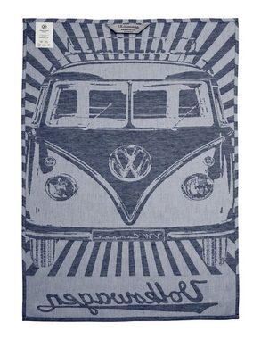VW Collection by BRISA Geschirrtuch Volkswagen Küchentuch im T1 Bulli Bus Design, (2er-Set), rot/blaue Handtücher
