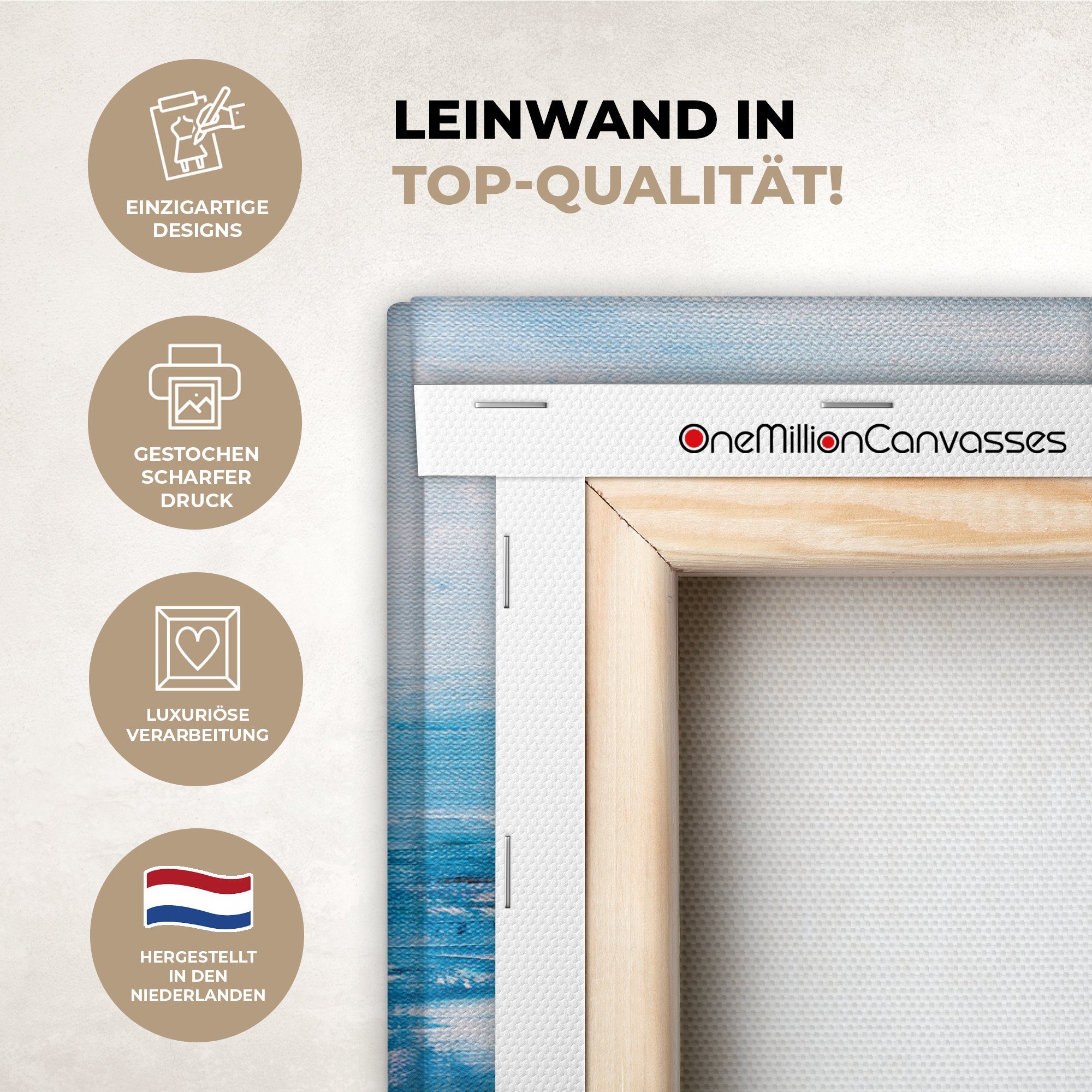 OneMillionCanvasses® Leinwandbild Malerei - Ölfarbe - Boot - Wasser, Fotodruck (1 St), Leinwand Bilder Klein, Wand Dekoration Aesthetic 30x20 cm