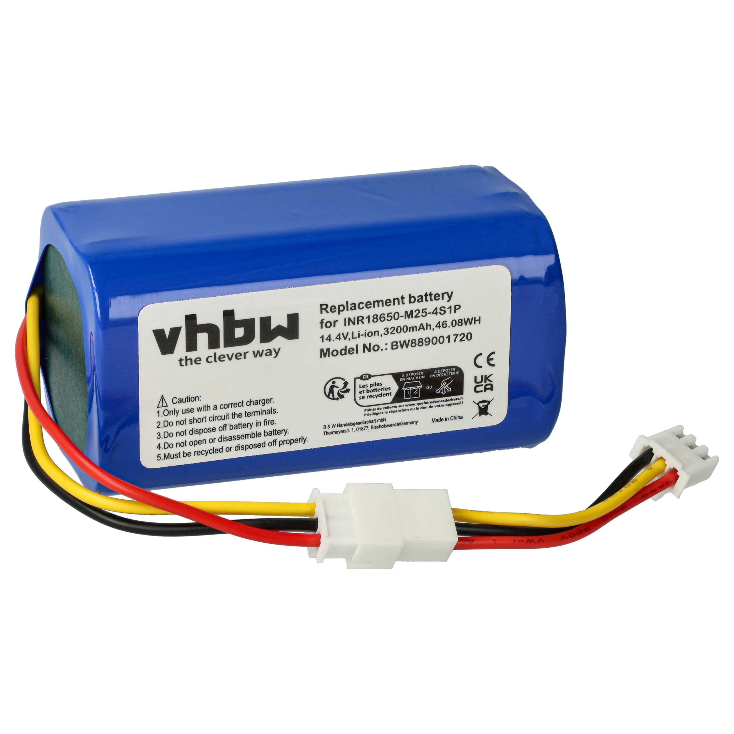 vhbw Akku passend für Proscenic 820P, 800T, PR-830T, PR-830S, PR-820T, Staubsauger-Akku Akku Li-Ion 3200 mAh (14,4 V, 1 St), Leistungsfähiger Austausch-Akku für Ihren Saugroboter