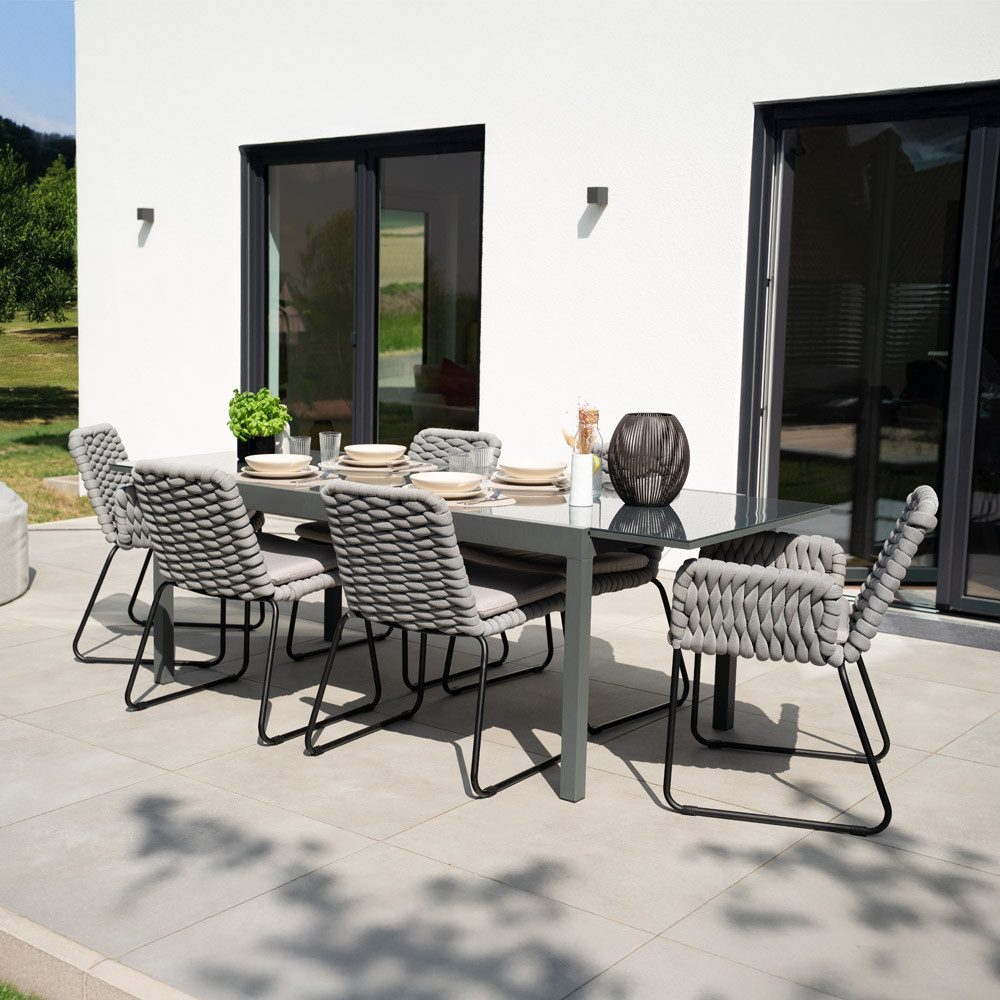 HOME DELUXE Gartenstuhl aus Seilgeflecht BALERO (3 St), pulverbeschichtetes Stahlgestell, Terrassenstuhl, Gartenstühle