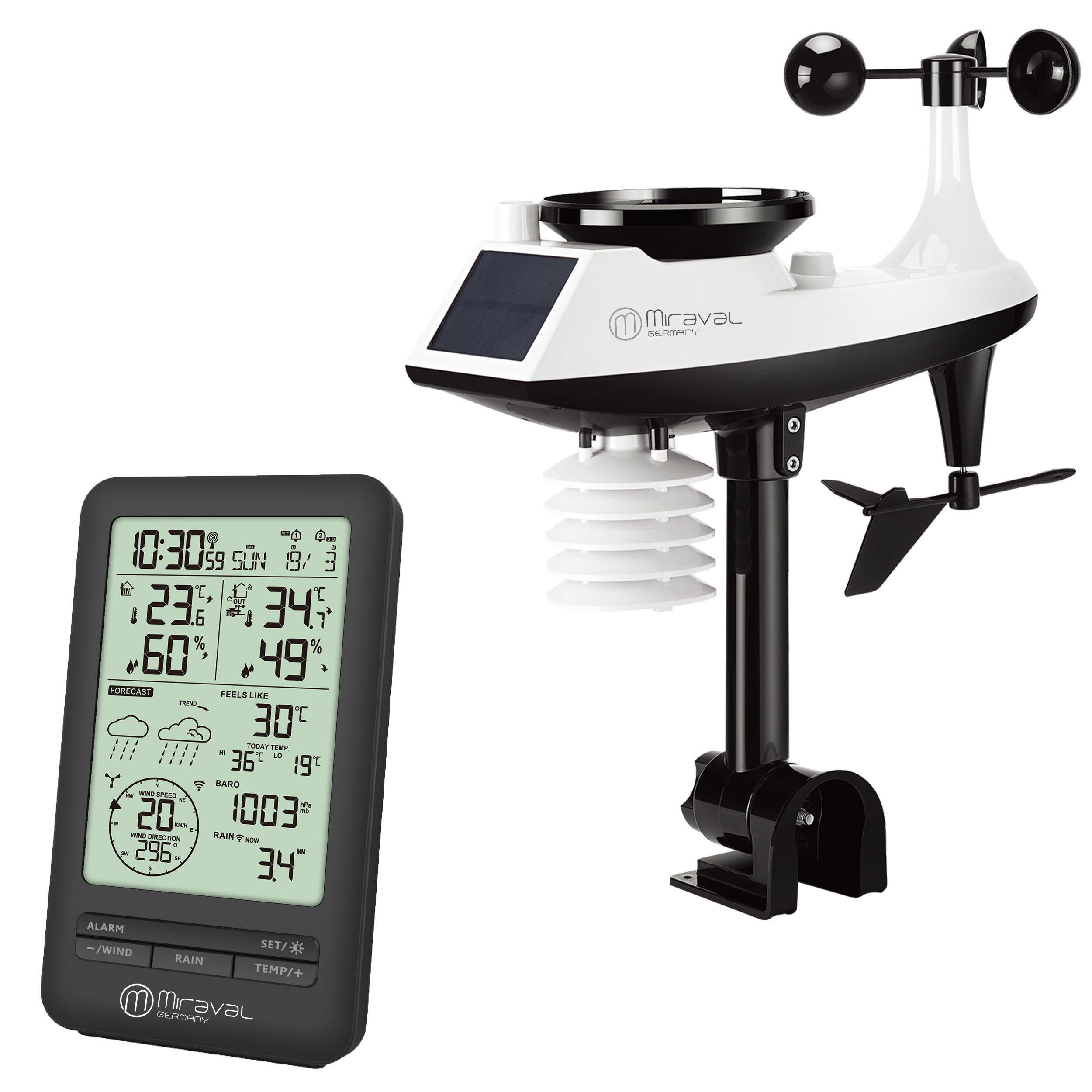 Miraval Klimamesser Miraval Profi Funk-Wetterstation, Wetterhahn Hygrometer günstig online kaufen